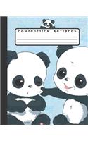 Composition Notebook: Funny Kawaii Baby Panda Bear Friends Notebook and Journal with Lined Ruled Paper Pages for Girls and Boys, Perfect for Writing Notes and Exercise