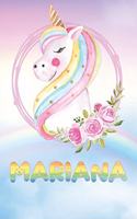 Mariana: Mariana's Unicorn Personal Custom Named Diary Planner Perpetual Calander Notebook Journal 6x9 Personalized Customized Gift For Someone Who's Surname