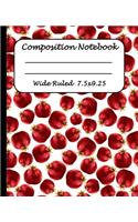 Wide Ruled Composition Notebook: Wide Ruled Line Paper Journal Notebook: Pomegranate Pattern Blank lined Writing book Workbook for Elementary school kids Teens Elderly