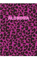 Alondra: Personalized Pink Leopard Print Notebook (Animal Skin Pattern). College Ruled (Lined) Journal for Notes, Diary, Journaling. Wild Cat Theme Design wi