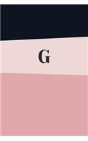 Monogram Initial G Notebook: Pink Geometric, Wide Ruled Journal for Women, 120 Pages, 6x9 Inch