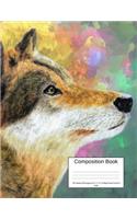 Composition Book 100 Sheets/200 Pages/8.5 X 11 In. College Ruled/ Colorful Wolf: Writing Notebook Lined Page Book Soft Cover Plain Journal Wolf Wolves