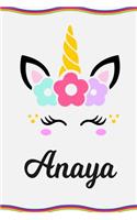 Anaya: Personal Notebook Personal Diary Unicorn Notebook Personalized Journal Customized Journal Unicorn Lover Personal Name Notebook