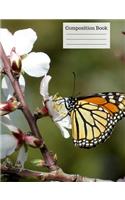 Monarch Butterfly Cherry Blossom Wide Ruled Composition Notebook