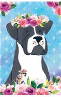 Bullet Journal for Dog Lovers Black Boxer in Flowers: Graph Design - 162 Numbered Pages with 150 Graph Style Grid Pages, 6 Index Pages and 2 Key Pages in Easy to Carry 5.5 X 8.5 Size