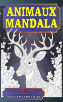 Livres à colorier pour adultes - Niveau facile des fleurs - Animaux Mandala