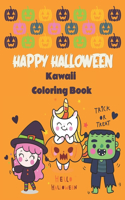 Happy Halloween Kawaii Coloring Book: Chibi Girls Coloring Book with Cute Witches, Cats and Ghosts