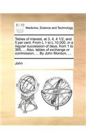 Tables of interest, at 3, 4, 4 1/2, and 5 per cent. From L.1 to L.10,000, in a regular succession of days, from 1 to 365, ... Also, tables of exchange or commission, ... By John Morison, ...: (English)