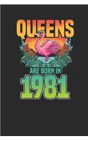 Queens Are Born In 1981: Dotted Bullet Journal (6 X 9 -120 Pages) for Birthday Gift Idea for Women