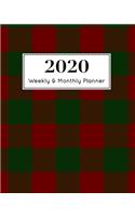 2020 Weekly & Monthly Planner: January 1st - December 31st 2020- Organizer Schedule Journal for 2020 - Christmas Plaid, Holiday Buffalo Plaid