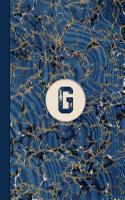 Monogram G Marble Notebook (Blue Ginger Edition): Blank Lined Marble Journal for Names Starting with Initial Letter G