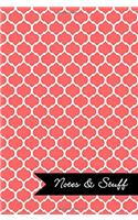Notes & Stuff Lined Notebook With Coral Moroccan Trellis Pattern Cover