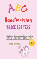 ABC handwriting trace letters my first book for girls age 3+