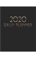 2020 Daily Planner: Elegant Gold Black Luxury Daily Weekly Monthly View Calendar Organizer Clean One 1 Year Motivational Agenda Schedule with Vision Board, Habit Tracke