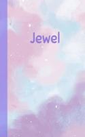 Jewel: Personalized Composition Notebook - College Ruled (Lined) Exercise Book for School Notes, Assignments, Homework, Essay Writing. Purple Pink Blue Cov