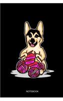 Notebook: Blank Lined Journal 6x9 - Funny Knitting Dog and Crochet Gift, Project Planner and Sketchbook