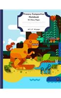 Primary Composition Notebook K-2 Story Paper 8.5" x 11" 110 pages: Dinosaur Theme