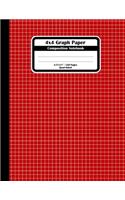 4x4 Graph Paper Composition Notebook: Square Grid or Quad Ruled Paper. Large Size Notebook With 120 Sheets, Red Squares Book Cover.