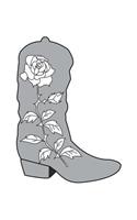 Boot: Cowboy/Cowgirl Lovers 150 Lined/Ruled Journal Pages Planner Diary Notebook with Country Western Boot with Rose Illustration on the Cover