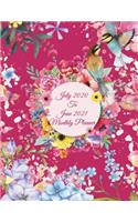 July 2020 To June 2021 Monthly Planner: Beautiful Pink Flowers, Calendar Book July 2020-June 2021 Weekly/Monthly/Yearly Calendar Journal, Large 8.5" x 11" 365 Daily journal Planner, 12 Mon