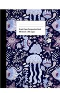Undersea Creatures Composition Notebook with 4x4 Graph Paper, Blue