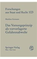 Das Vorsorgeprinzip ALS Vorverlagerte Gefahrenabwehr