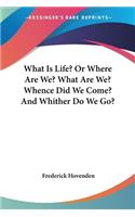 What Is Life? Or Where Are We? What Are We? Whence Did We Come? And Whither Do We Go?