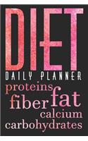 Diet Daily Planner: A5 notebook squared planner journal meal tracker motivational diary fitness plan