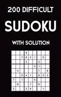 200 difficult Sudoku with solution: 9x9, Puzzle Book, 2 puzzles per page