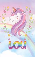 Lou: Lou Unicorn Notebook Rainbow Journal 6x9 Personalized Customized Gift For Someones Surname Or First Name is Lou