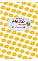 Weekly Meal Planner Notebook: 52 Weeks of Food Menu Planning with Grocery Shopping List, Recipe pages Size 6x9 in - Orange Print