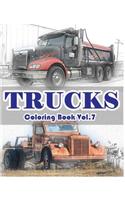 Trucks Coloring Book Vol.7: Trucks Grayscale Coloring Books for Adults Relaxation Art Therapy for Busy People: (English)