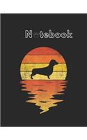 NoteBook: Dachshund 70S Vintage Retro Sunset Dachshund Notebook for Dog Fans Animal Print Journal College Ruled Blank Lined 110 Pages of 8.5"x11" The Little M