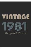 Retro Birthday - Vintage 1981 Notebook Original Parts Gift