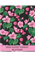 2020 Dated Weekly Planner: Annual Planner, Pink Flowers original design with goals, important dates and annual calendars included