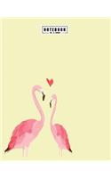 Notebook by a madoo: Flamingo in love on yellow cover and Dot Graph Line Sketch pages, Extra large (8.5 x 11) inches, 110 pages, White paper, Sketch, Draw and Paint