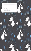 Unicorn Dark Pattern Composition College Ruled Book (7.44 x 9.69) 200 pages V10