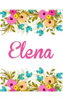 Elena: Personalised Name Notebook/Journal Gift For Women & Girls 100 Pages (White Floral Design)