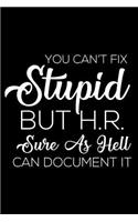 You Can't Fix Stupid But H.R. Sure As Hell Can Document It: 6x9 Notebook, Ruled, Funny Appreciation Notebook for Human Resources Employee, Daily Planner, Work Organizer, For HR Managers, Staff, Co-Workers