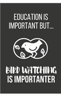 Education Is Important But... Bird Watching Is Importanter: Funny Novelty Birthday Bird Gifts for Him, Husband, Dad Small Lined Notebook / Journal to Write in (6 X 9)