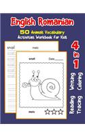 English Romanian 50 Animals Vocabulary Activities Workbook for Kids