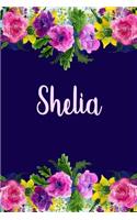 Shelia: Personalized Name Pink Floral Design Matte Soft Cover Notebook Journal to Write In. 120 Blank Lined Pages