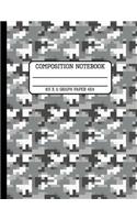 Composition Notebook Graph Paper 4x4: Grey Camo Back to School Quad Writing Book for Students Students and Teachers Measuring 8.5 x 11 inches