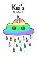 Kei's Notebook: Cute Rainy Cloud Design Lined 6x9 Notebook, 120 Pages