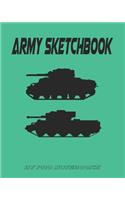 Army Sketchbook: Notebook Journal, Size 8 x 10 inches, 100 pages, Blank Unlined Paper, Sketching, Drawing, Doodling, Army Military Design