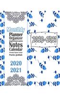 2020-2021 Monthly Planner: Blue Floral 8x10inch 2 Years Monthly Planner Calendar Schedule Organizer From January 1,2020 to December 31,2021 (24 Months Calendar Planner) With H