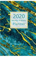 2020 Monthly & Weekly Planner: With Daily To-Do list. Calendar, Schedule, Assignments, 2021 Future plans. Monday start week. Portable. 8.5" x 5.5" (Half letter size) (Marble look,