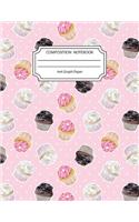 Composition Notebook 4x4 Graph Paper: Awesome Pink Polka Dot Cupcake Foodie Notebook 8.5 X11 Inches Blank Lined Writing Book