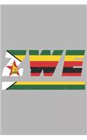 Zwe: Simbabwe Notizbuch mit karo 120 Seiten in weiß. Notizheft mit der simbabwischen Flagge