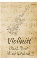 Violinist Blank Sheet Music Notebook: Musician Composer Gift. Pretty Music Manuscript Paper For Writing And Note Taking / Composition Books Gifts For Musicians.(120 Blank Sheet Music Pag